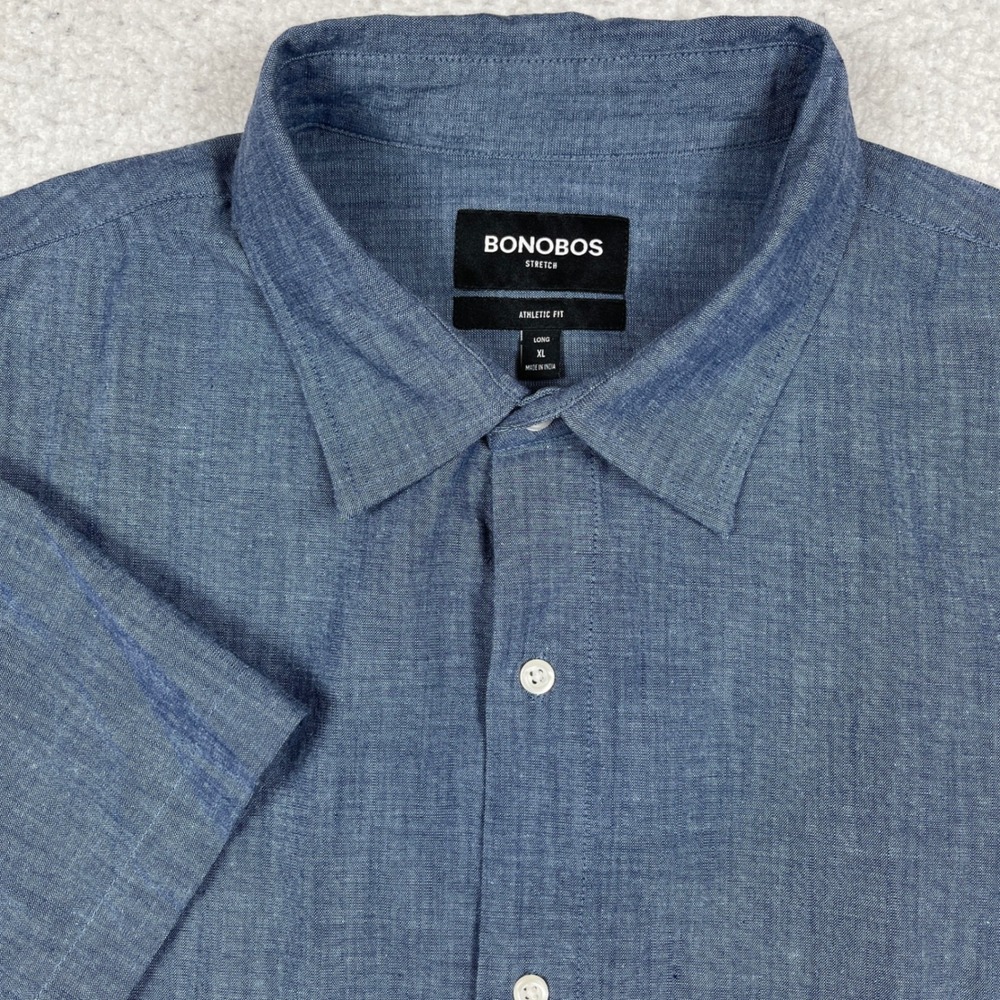 Bonobos Button Down Shirt Mens XL Long Blue Athletic‎ Fit Stretch Casual Office